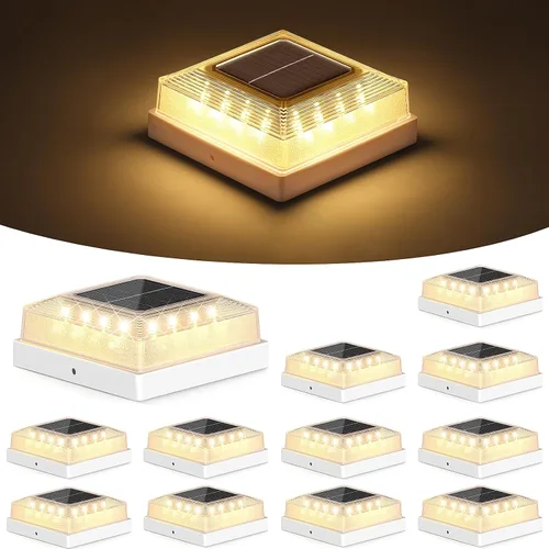 Vista 11 de Brightever 3.5 x 3.5 4x4 luz solar para poste al aire libre, paquete de 4 luces solares para postes de madera/vinilo, 3 modos de iluminación, luces