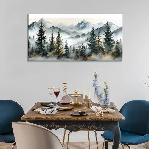 Vista 37 de LASMOND Arte de pared abstracto moderno de árbol para sala de estar, pintura en lienzo en blanco y negro, arte de pared grande de paisaje natural