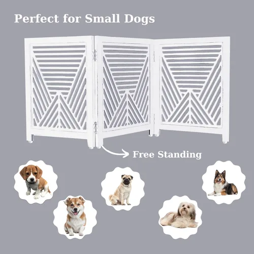 Vista 6 de Lightnpro Valla de madera geométrica para mascotas - Puerta de seguridad plegable independiente para perros, cachorros y mascotas pequeñas, valla