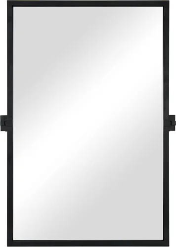Vista 9 de Espejo rectangular de baño – 24 x 36 pulgadas, marco de metal negro, espejos de tocador biselados inclinables, moderno espejo pivote