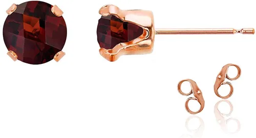 Vista 60 de Aretes de tuerca de plata de ley 925 chapados en oro de 14 quilates macizo, oro amarillo, blanco o rosa de 0.236 in Amatista