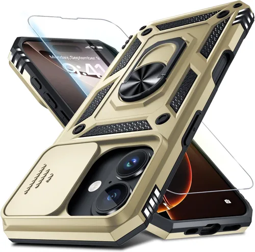 Vista 45 de Janmitta Funda para iPhone 8 Plus/7 Plus/6 Plus, Cubierta de Teléfono con Cubierta Deslizante Integrada para Lente de Cámara + Protector