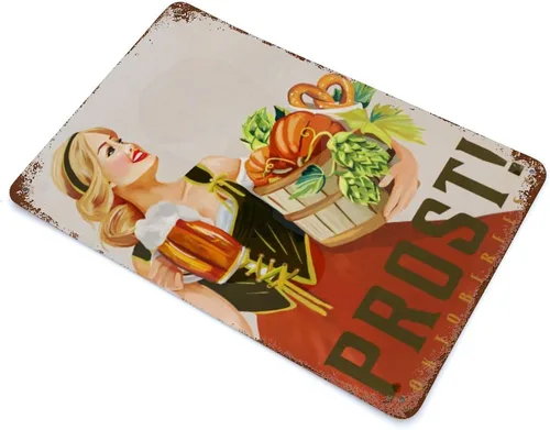 Vista 3 de Póster de Prost Oktoberfest Alemania. Bonito cartel de Lederhosen Blonde German Beer Pinup, festival vintage de beber alcohol, hogar, bar, cocina