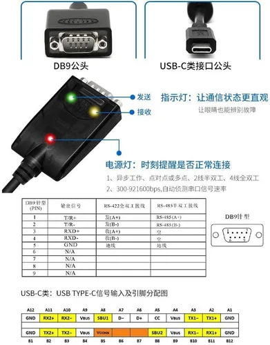 Vista 5 de UTEK UT-890-TC USB Tipo-C a RS-485/422 Convertidor serie con protección ESD