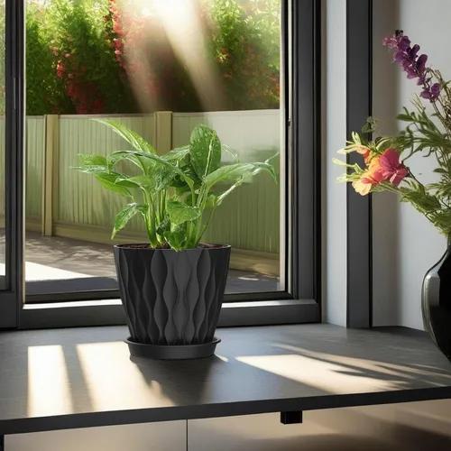 Vista 6 de Macetas SQKH de 4 pulgadas, juego de 6 macetas de interior, macetas con agujeros de drenaje y bandejas para orquídeas, violetas, suculentas, hierbas