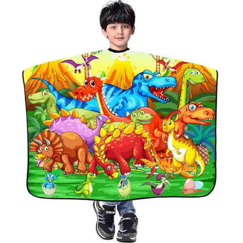 Vista 11 de DOKKIA KIDS Capa de peluquero para niños corte de pelo, niños, niños pequeños, niños y niñas, peluquería, estilo de salón, paño de tela, delantal