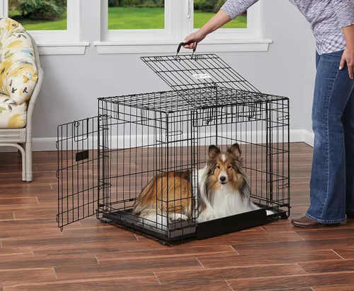 Vista 2 de Jaula de perro MidWest Homes for Pets, Puerta doble, Negro