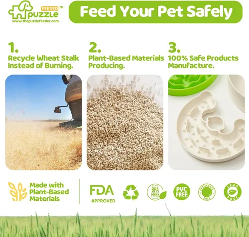 Vista 5 de Puzzle Feeder Cuenco de alimentación lenta para perros con base antideslizante, diseño de velocidad ajustable, insertos de rompecabezas extraíbles