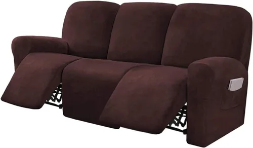 Vista 16 de Funda para sofá reclinable de 8 piezas, terciopelo elástico para sofá reclinable de 3 plazas, funda suave y gruesa para sofá reclinable, protector