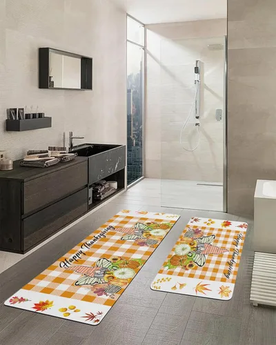 Vista 2 de Thanksgiving Elf Bath Mat for Tub,Non Slip Bathroom Floor Runner Rug Quick Dry & Absorbent Diatomaceous Earth Shower Sink Kitchen Washable