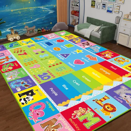 Vista 9 de Alfombra infantil para sala de juegos, alfombra educativa ABC, alfombra suave antideslizante para bebé, alfombra de juego para bebé, alfombra