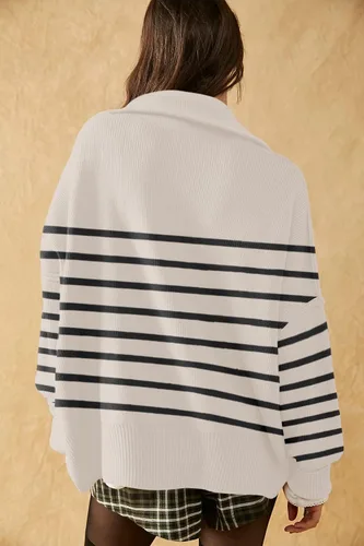 Vista 3 de Suéter de invierno para mujer, cuello alto, manga larga, suéter casual de punto de gran