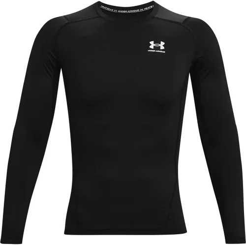 Vista 4 de Under Armour Camiseta de manga larga de compresión HeatGear para hombre Negro (001)/Blanco