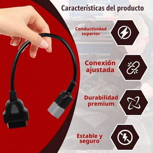 Vista 5 de Cable adaptador OBD2 de 6 pines a 16 pines para BRP, compatible con Bombardier Can-Am ATV UTV motocicleta, OBD1 a OBD2 conector de diagnóstico
