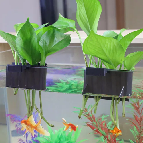 Vista 7 de Soporte para plantas de acuario,Sostenedor de plantas de tanque de peces de plástico,Taza colgante de plantador de acuario para plantas vivas