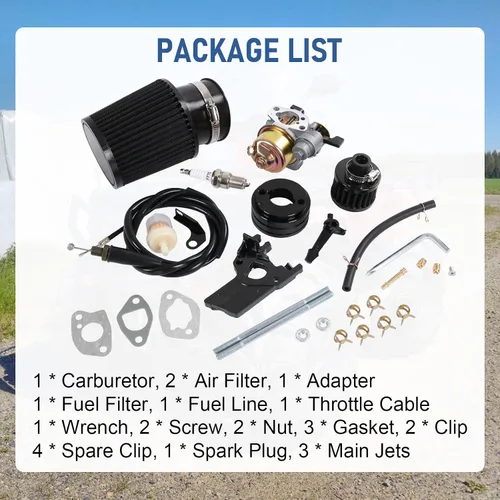 Vista 5 de Carburador carburador adaptador de filtro de aire Jet Kit de reemplazo mejorado de alto rendimiento para Coleman CT200U CT200U-EX BT200X GX160 Negro
