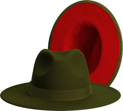 Vista 12 de Wide Brim Fedora Hats for Women & Men Classic Dress Panama Hat Adjustable Felt Hat with Band Todo beige.