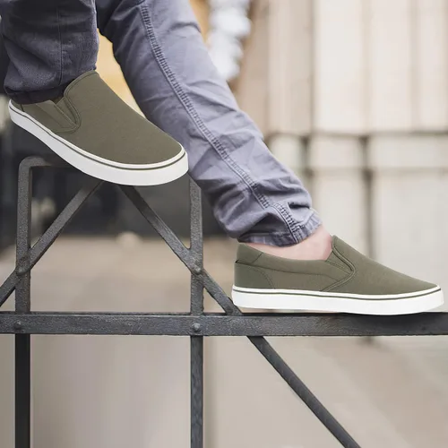 Vista 7 de Zapatos clásicos de lona para hombre, color negro, con plantilla suave, zapatos de vestir casuales para hombres, cómodos zapatos para caminar