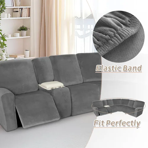 Vista 26 de Arfntevss Fundas de sofá seccional reclinable de terciopelo, Funda de sofá seccional de esquina para sofá reclinable, Funda elástica suave