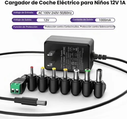 Vista 5 de Cargador de 12V 1A para niños de paseo eléctrico en coche, SUV, ATV, motocicleta