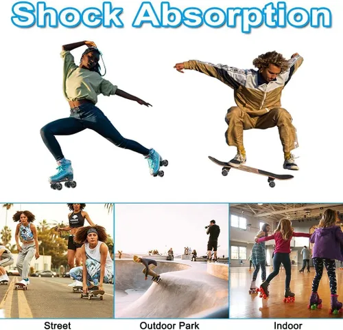Vista 3 de Tanzfrosch Paquete de 8 ruedas para patines con rodamientos instalados y 2 topes de dedos para patinaje de doble fila, patines cuádruples y patineta