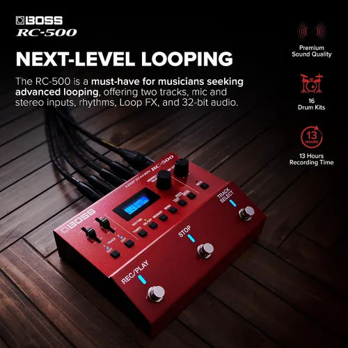Vista 10 de BOSS RC-500 Loop Station Looper Avanzado de Dos Pistas con Mezcla Integrada y Opciones de Control Profundo Calidad de Sonido Líder en su Clase