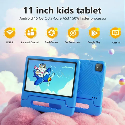 Vista 2 de NRKDUBQ Tablet infantil de 11 pulgadas Android 15 20GB + 128GB Octa-Core 8000mAh tableta Todder con funda a prueba de caídas, control parental, WiFi