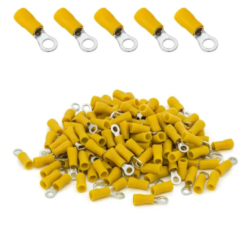 Vista 11 de ANGSTROM Terminales de anillo de perno de 1/2", conectores de crimpado eléctricos aislados, 100 piezas (12-10ga amarillo)
