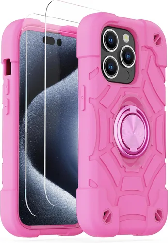 Vista 55 de KCJ Funda para iPhone SE 2022/2020, iPhone 8/7/6/6S, con [2×Protectores de Pantalla][Soporte de Anillo] Silicona Suave+PC Duro Protección Completa