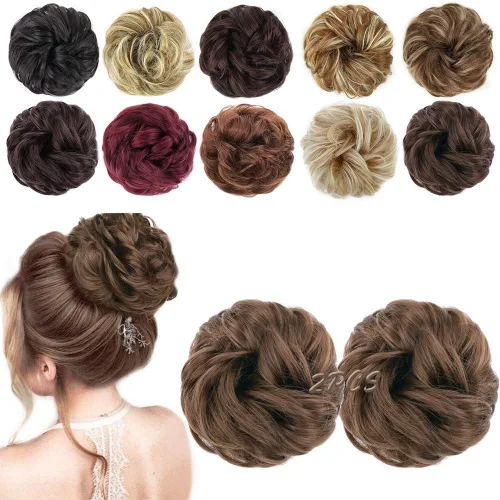 Vista 35 de MORICA Moño desordenado, extensiones de moño sintético para mujeres (rubio beige ceniza)