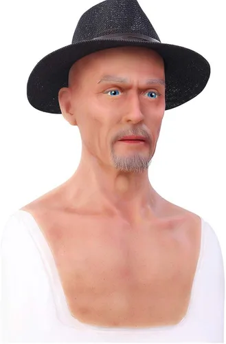 Vista 4 de Cyomi Máscara de silicona para hombre viejo realista cara masculina occidental completa para crossdresser cosplay disfraz de Halloween 5G