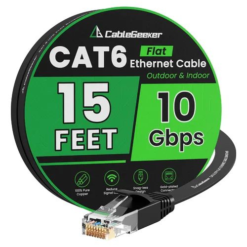 Vista 32 de Cable Ethernet Cat 6 de 10 pies, paquete de 2 unidades, para interiores y exteriores, red de Internet de 10 Gbps de alta velocidad, cable Ethernet