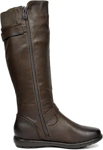 Vista 4 de DREAM PAIRS - Botas de invierno altas hasta la rodilla con forro de piel sintética para mujer