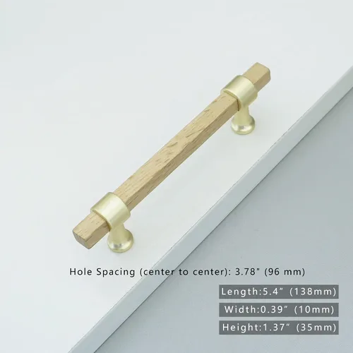 Vista 2 de Tiradores cuadrados de madera de 3.78 pulgadas para cajones, pomos de gabinete de cocina, pomos de latón para pomos de puerta de tocador