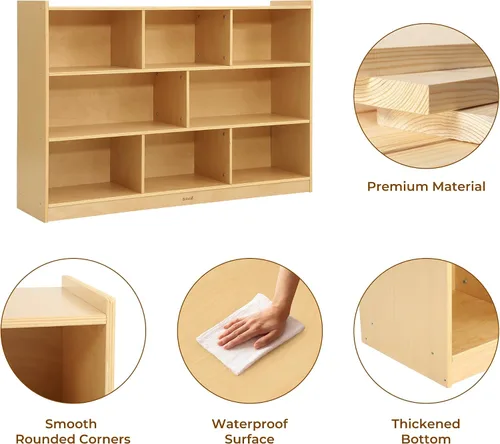 Vista 7 de Bateso Organizador de almacenamiento de juguetes para habitación de niños, estantería de madera para niños, para aula, organizador de almacenamiento