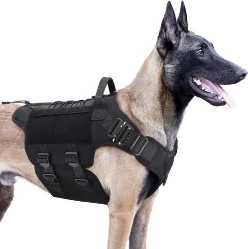 Vista 12 de PETNANNY - Chaleco táctico para perro de servicio - Arnés de apoyo emocional sin tirones con parches de gancho y bucle y sistema Molle para Negro
