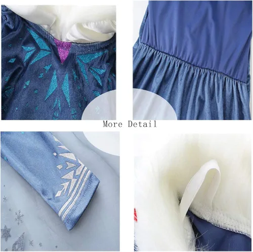 Vista 2 de Disfraz de princesa de nieve para niñas disfraz de Halloween para cosplay vestido de fiesta de cumpleaños de Navidad 3-8 años Azul Patchwork