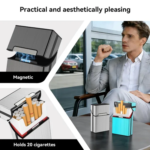 Vista 4 de Caja de cigarrillos King Size 3 Pack 20 Capacidad Negro+Plata+Azul-364.882-3.346 in