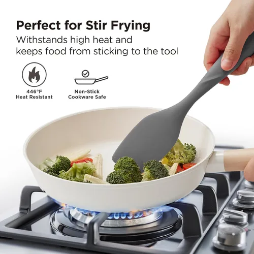 Vista 5 de Kitchen Mama WaltzGrip - Espátula de raspado de silicona platinada: resistente al calor, sin costuras, antiadherente para utensilios de cocina