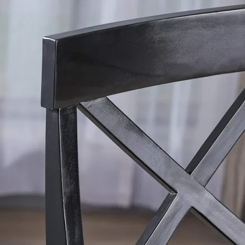Vista 4 de Christopher Knight Home Roshan Farmhouse - Sillas de comedor de madera de acacia, color negro y nogal