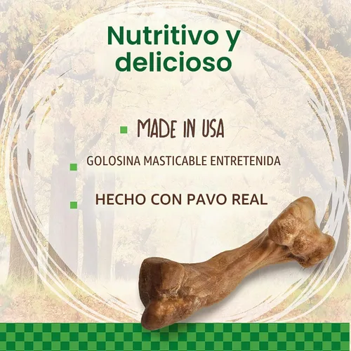 Vista 2 de Nylabone Healthy Edibles WILD - Golosinas masticables naturales de larga duración con sabor a pavo para perros, pequeños/regulares (4 unidades)