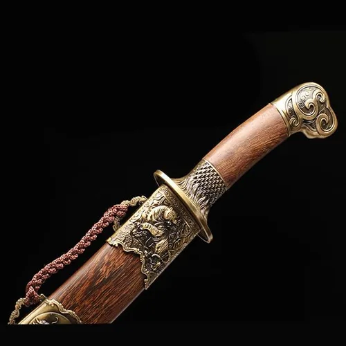 Vista 7 de Espada de Damasco Tanto de 12 pulgadas, hecha a mano, espada de tigre dragón chino, plegada, de acero, katana corta