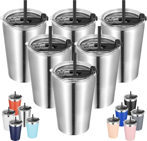 Vista 29 de VEGOND - Vaso térmico de acero inoxidable de 12 onzas con aislamiento al vacío de doble pared, vaso para viaje con tapa y pajita reutilizable Negro