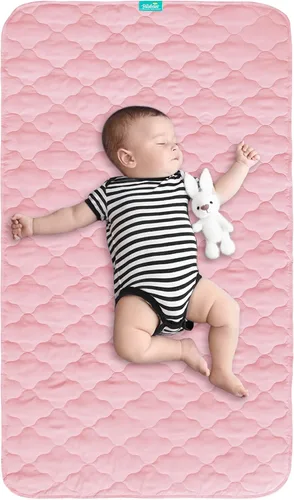 Vista 8 de Almohadillas de entrenamiento para ir al baño para niños pequeños, protector de colchón de cuna impermeable para almohadilla de humectación, Blanco