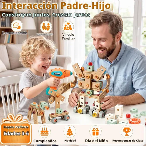 Vista 6 de Kids Tool Set with Drill & Toolbox, 160PCS STEM Construction Building Toys