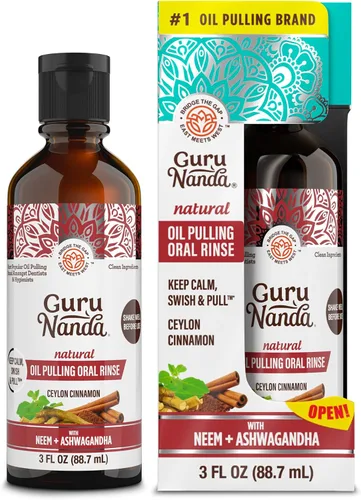 Vista 14 de GuruNanda Enjuague bucal de tamaño de viaje con aceite de canela, promueve la calma, con neem y ashwagandha para un aliento fresco y encías felices