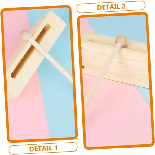 Vista 6 de 2 juegos de instrumentos de percusión de madera, bloque de madera de doble tono con mazos para educación musical, instrumento rítmico para aula