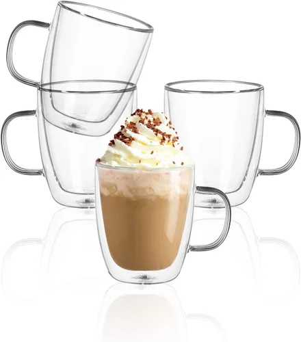 Vista 9 de Sweese Juego de 2 tazas de espresso de vidrio de doble pared de 5 oz, tazas de shot de espresso perfectas para capuchino, latte, té