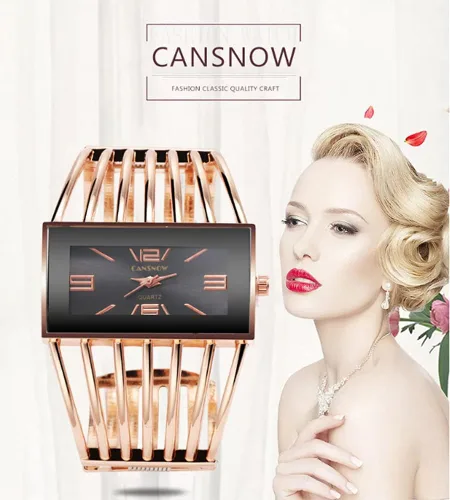 Vista 2 de Relojes de lujo para mujer, analógico de cuarzo, reloj de pulsera rectangular, reloj de pulsera de negocios, casual, de moda, para mujer
