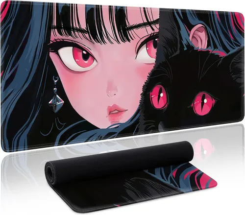 Vista 13 de Alfombrilla de mouse para juegos de mapa negro, alfombrilla de escritorio grande para teclado extendido, alfombrilla de mouse XL con base